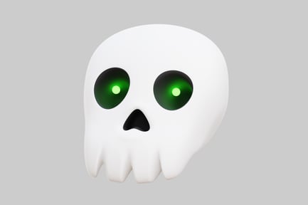 Preview: 3D Cartoon Skull With Glowing Green Eyes