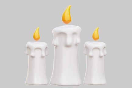 Preview: 3D White Melting Candles With Flames