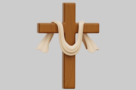 Preview: Wooden Cross With White Shroud For Easter Decoration