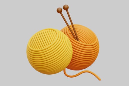 Preview: 3D Yarn Balls With Knitting Needles