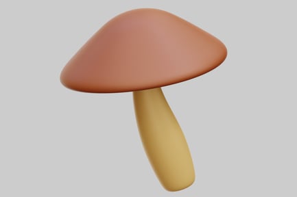 Preview: 3D Mushroom With Brown Cap