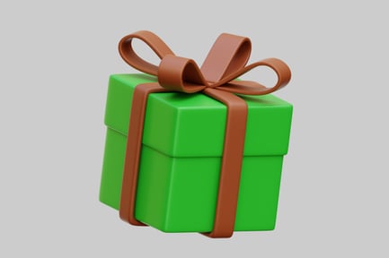 Preview: 3D Green Gift Box With Brown Ribbon