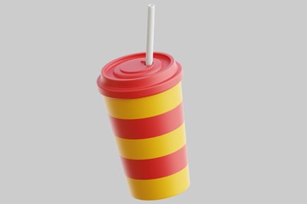 Preview: 3D Striped Soda Cup With Straw