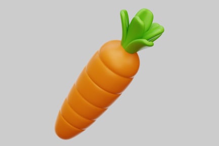 Vorschau: Stilisierte orange Karotte mit grünen Blättern