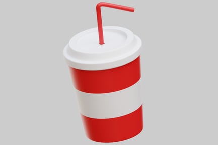 Aperçu: Tasse à soda rayée avec paille