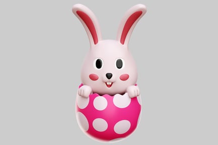 Preview: Cartoon Bunny In Polka Dot Easter Egg
