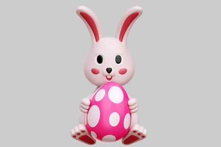 Preview: Cartoon Easter Bunny with Pink Egg