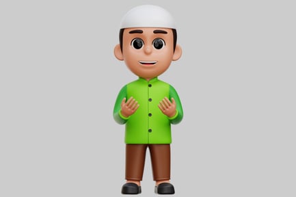 Preview: Cartoon Muslim Boy Praying