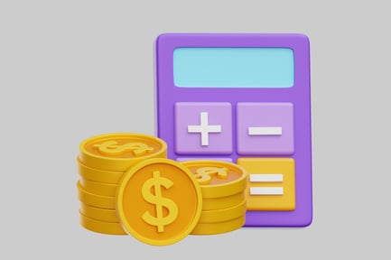Preview: Calculator With Gold Dollar Coin Stacks
