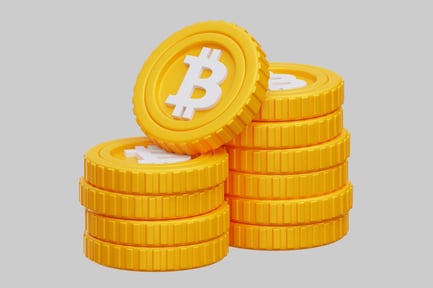 Preview: Stacks Of Golden Bitcoin Coins