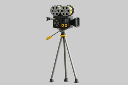 Preview: 3D Vintage Movie Camera On Tripod