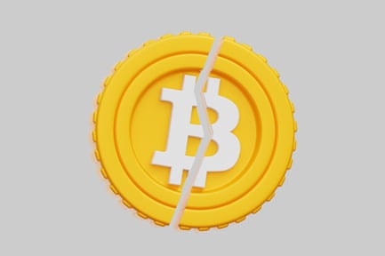 Preview: Broken Bitcoin Coin For Halving Concept