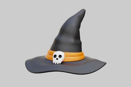 Preview: 3D Halloween Witch Hat With Skull