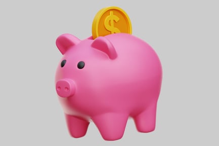 Preview: Pink Piggy Bank With Gold Dollar Coin