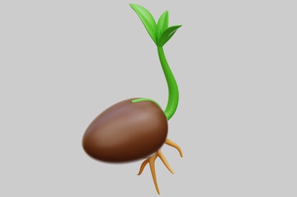 Preview: Germinating Seed With Roots And Leaves