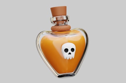 Preview: Orange Potion Bottle With Skull