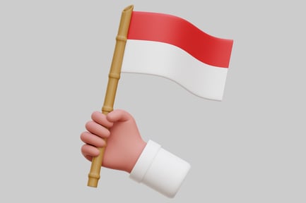 Preview: 3D Illustration Of Hand Holding Indonesia Flag