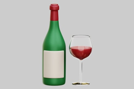 Preview: 3D Wine Bottle And Red Wine Glass