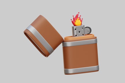 Preview: 3D Cartoon Style Metal Lighter With Flame