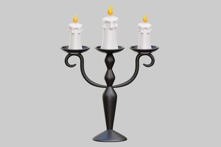 Preview: 3D Candelabra With Burning White Candles