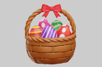 Preview: Easter Basket With Colorful Patterned Eggs