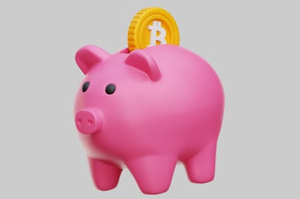Preview: Pink Piggy Bank With Bitcoin Gold Coin