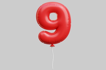Preview: Red Number 9 Anniversary Balloon