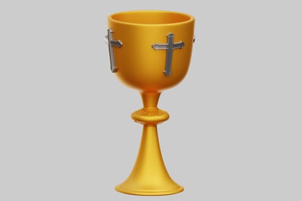 Preview: Golden Christian Chalice With Crosses