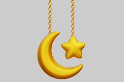 Preview: Golden Crescent Moon And Star Hanging Decoration