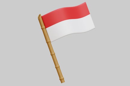 Preview: 3D Indonesian Flag On Bamboo Pole