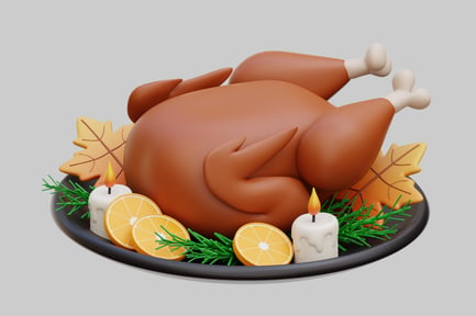 Preview: 3D Roasted Thanksgiving Turkey Dinner