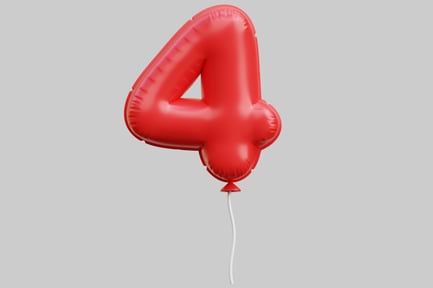 Preview: Red Number 4 Balloon