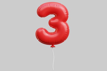 Preview: Red Number Three Balloon