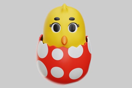 Preview: Chick Hatching From Polka Dot Easter Egg