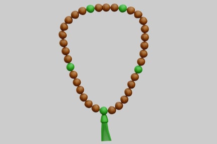Preview: Islamic Prayer Beads Misbaha With Green Tassel