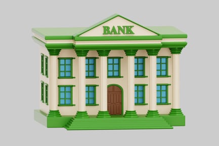 Preview: Stylized Green Bank Building Architecture