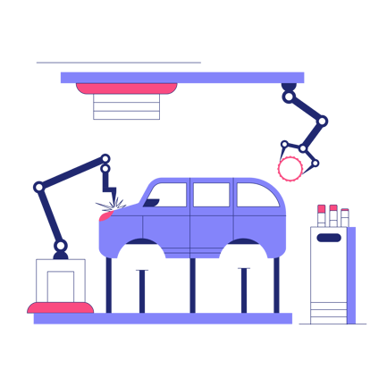 Automated Car Production Line Illustration