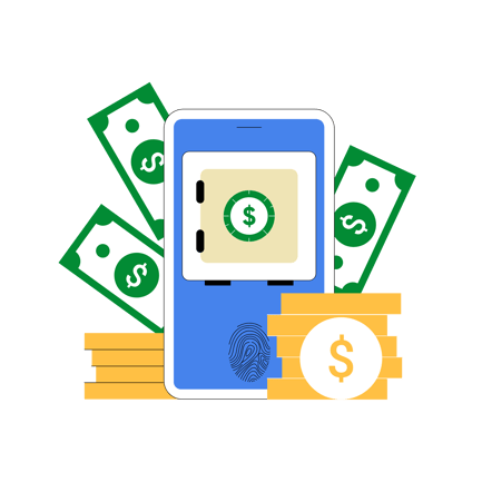 Bank Account and Mobile Security Illustration