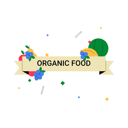 Organic Food Banner with Fresh Fruits Animation