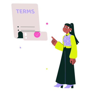 Terms of Service Agreement with Cartoon Character