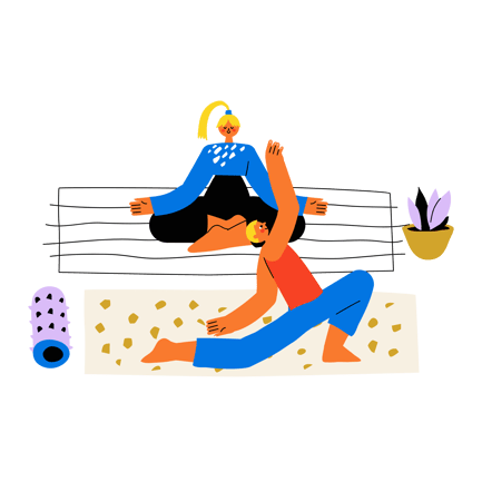 Sesión de yoga en pareja