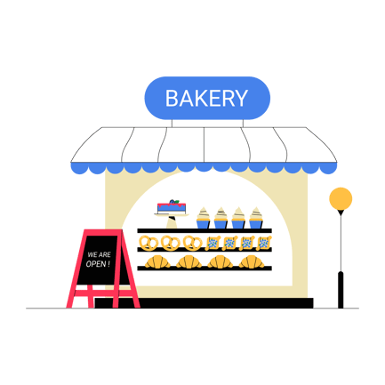 Flat Design Bakery Shop Illustration