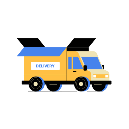 Flat Illustration of Delivery Van for Business Theme
