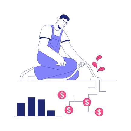 Plant Watering for Growth and Financial Success Illustration