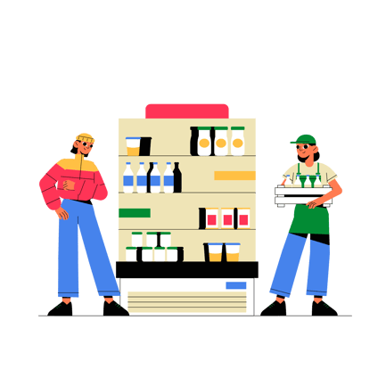 Dairy Shop Products and Customer Service Animation