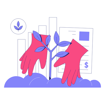 Plant Cultivation Illustration in Duotone Style