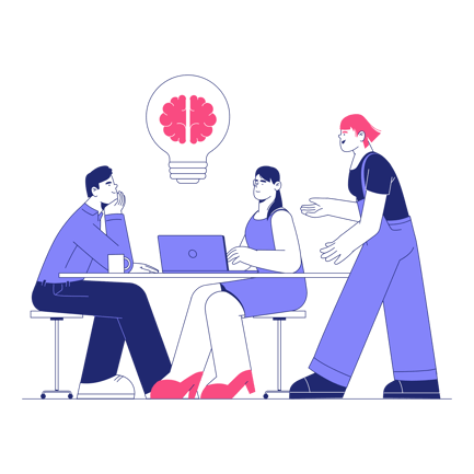 Duotone Team Meeting Illustration with Idea Lightbulb