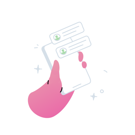 Animated Hand Holding Smartphone with Chat Bubbles