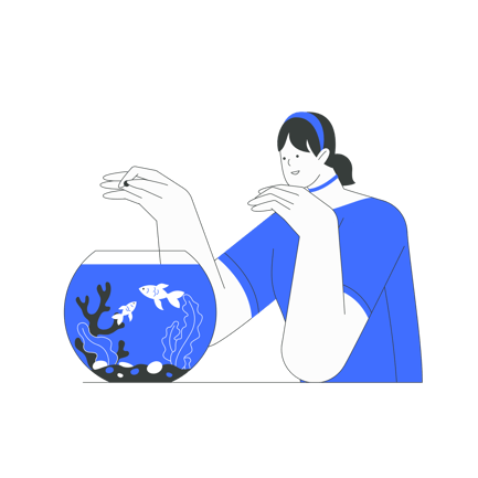 Woman Feeding Fish in a Bowl Animation