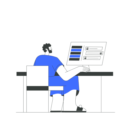 Man Using Computer for Group Chat Illustration